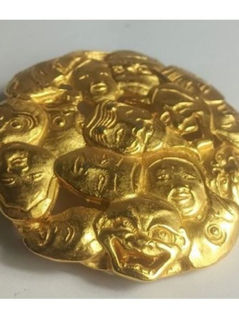 Vintage MFA Museum of Fine Arts Boston Gold Plated Multiple Faces Mask Brooch...